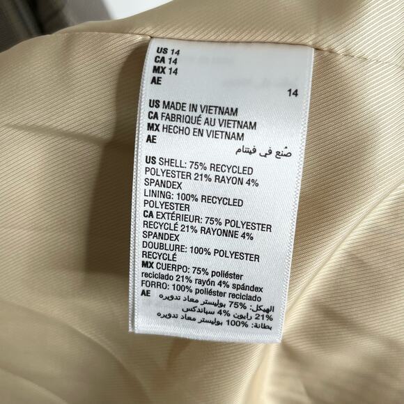 On 34th Women Single Button Front Blazer 14 Beige Plaid Academia Casual Workwear - Picture 11 of 12